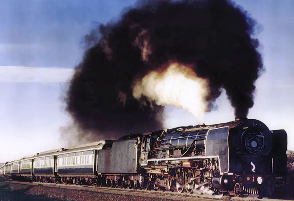 The Blue Train steam locomotive in colour